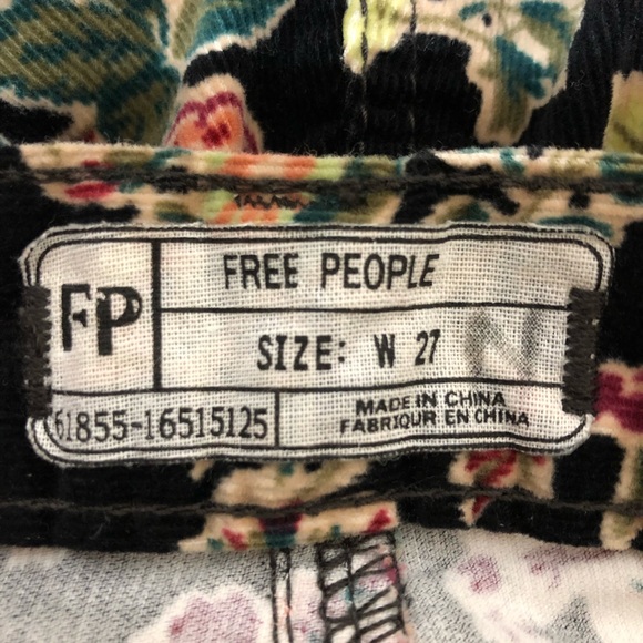 Free People Floral Corduroy Pants Size 27 - Picture 5 of 6